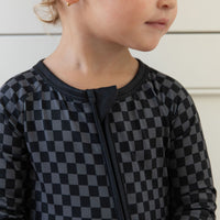 GREY + BLACK MINI CHECKER | ZIPPER ONE PIECE