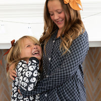 GREY + BLACK MINI CHECKER | GIRLS' BUTTON UP LONG SLEEVE SET