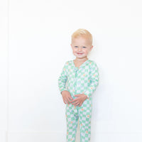 GREEN HAPPY CHECKER | FOOTIE ONE PIECE