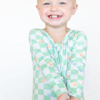 GREEN HAPPY CHECKER | FOOTIE ONE PIECE