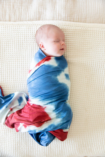 RED + WHITE + BLUE TIE DYE | SWADDLE