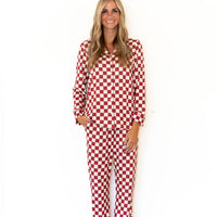 CRANBERRY CHECKER | WOMEN'S BUTTON UP LONG SLEEVE SET