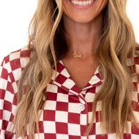 CRANBERRY CHECKER | WOMEN'S BUTTON UP LONG SLEEVE SET