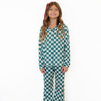 FOREST GREEN CHECKER | GIRLS' BUTTON UP LONG SLEEVE SET