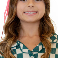 FOREST GREEN CHECKER | GIRLS' BUTTON UP LONG SLEEVE SET