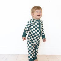 FOREST GREEN CHECKER | ZIPPER ONE PIECE