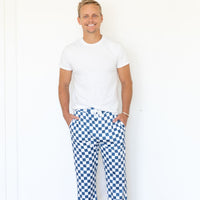 DENIM BLUE + WHITE CHECKER | MEN'S PANTS