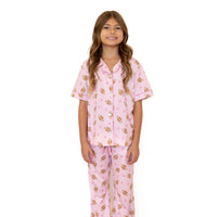 PINK FOOTBALL | GIRLS' BUTTON UP SHORT SLEEVE SET