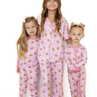 PINK FOOTBALL | GIRLS' BUTTON UP SHORT SLEEVE SET