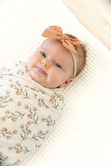 CORAL + CREAM FLORAL | SWADDLE