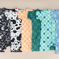 ORANGE + PEACH CHECKER | SHORT ZIPPER ONE PIECE