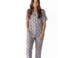 YELLOW TRIPPY CHECKER | WOMEN'S BUTTON UP SHORT SLEEVE SET
