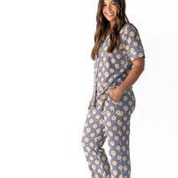 YELLOW TRIPPY CHECKER | WOMEN'S BUTTON UP SHORT SLEEVE SET