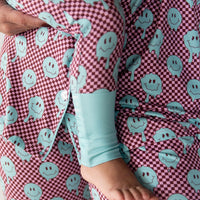 TEAL TRIPPY CHECKER | ZIPPER ONE PIECE