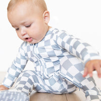 GREY + WHITE CHECKER | FOOTIE ONE PIECE