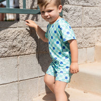 TEAL SMILEY CHECKER | SHORT SET