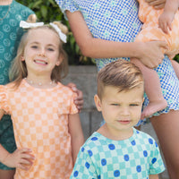 TEAL SMILEY CHECKER | SHORT SET