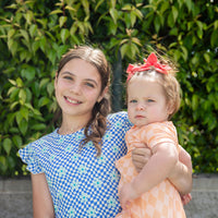 ORANGE + PEACH CHECKER | SHORT ZIPPER ONE PIECE