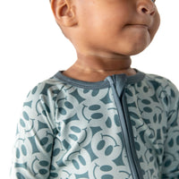 TEAL BIG SMILEY | ZIPPER ONE PIECE