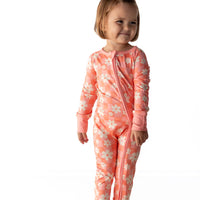 BRIGHT CORAL + PINK DAISY CHECKER | ZIPPER ONE PIECE