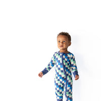 BLUE MULTICOLOR CHECKER | ZIPPER ONE PIECE