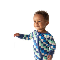 BLUE MULTICOLOR CHECKER | ZIPPER ONE PIECE