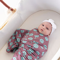 TEAL TRIPPY CHECKER | SWADDLE