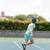 TEAL SMILEY CHECKER | SHORT SET