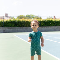 HUNTER GREEN BASKETBALLS | SHORT ZIPPER ONE PIECE
