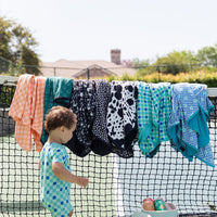 TEAL SMILEY CHECKER | SHORT ZIPPER ONE PIECE