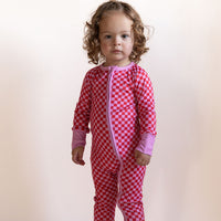 PINK + RED MINI CHECKER | ZIPPER ONE PIECE