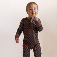 BROWN + BLACK MINI CHECKER | ZIPPER ONE PIECE