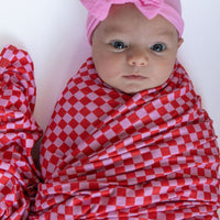 PINK + RED MINI CHECKER | SWADDLE