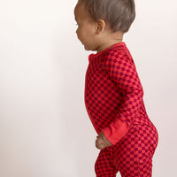 RED MINI CHECKER | ZIPPER ONE PIECE