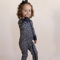BLACK + CREAM MINI DAISY | ZIPPER ONE PIECE
