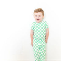 BRIGHT GREEN + WHITE CHECKER | SHORT SLEEVE