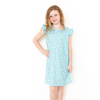 BRIGHT GREEN + BLUE FLORAL | SLEEVE DRESS