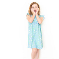 BRIGHT GREEN + BLUE FLORAL | SLEEVE DRESS