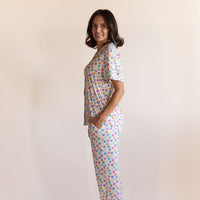 CANDY HEARTS | WOMEN'S BUTTON UP SHORT SLEEVE SET