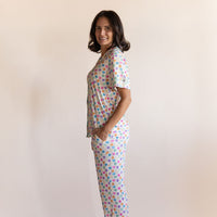CANDY HEARTS | WOMEN'S BUTTON UP SHORT SLEEVE SET