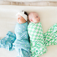 BRIGHT GREEN + BLUE FLORAL | SWADDLE