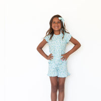 LIGHT BLUE DAISY FIELD | RUFFLE SHORT SET