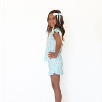 LIGHT BLUE DAISY FIELD | RUFFLE SHORT SET