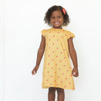 MUSTARD YELLOW STRAWBERRIES | SLEEVE DRESS