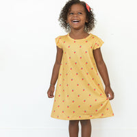 MUSTARD YELLOW STRAWBERRIES | SLEEVE DRESS