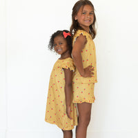 MUSTARD YELLOW STRAWBERRIES | RUFFLE SHORT SET