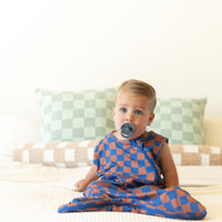 BROWN + ROYAL BLUE WAVY CHECKER | SLEEP SACK