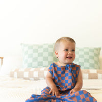 BROWN + ROYAL BLUE WAVY CHECKER | SLEEP SACK