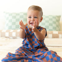 BROWN + ROYAL BLUE WAVY CHECKER | SLEEP SACK