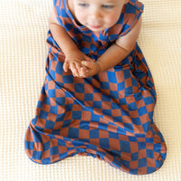 BROWN + ROYAL BLUE WAVY CHECKER | SLEEP SACK